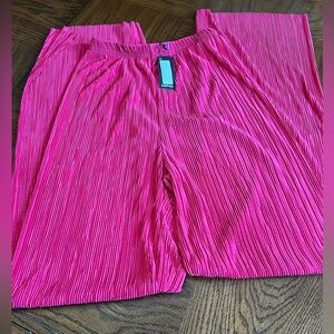 Plisse wide leg trousers